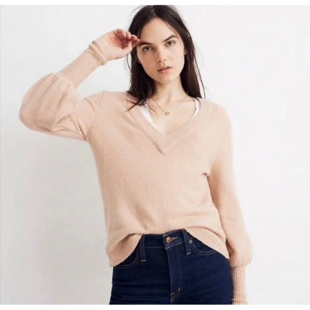 Madewell Wool Blend Dashwood Pullover Long Sleeve V-Neck Sweater